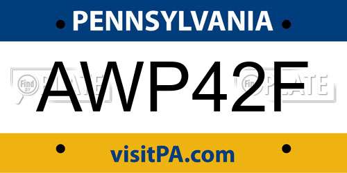 AWP42F Pennsylvania License Plate