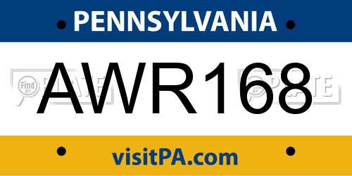AWR168 Pennsylvania License Plate