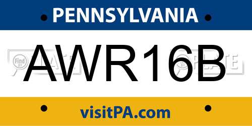 AWR16B Pennsylvania License Plate