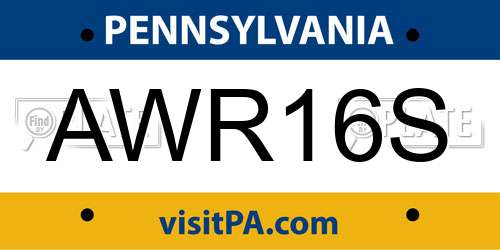 AWR16S Pennsylvania License Plate