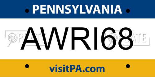 AWRI68 Pennsylvania License Plate