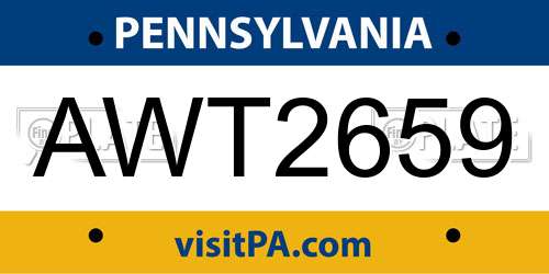 AWT2659 Pennsylvania License Plate