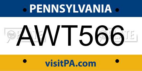AWT566 Pennsylvania License Plate