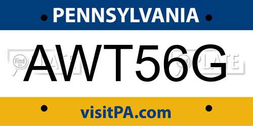 AWT56G Pennsylvania License Plate