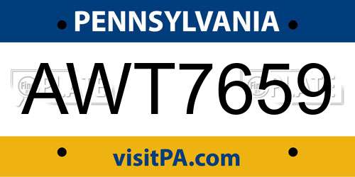 AWT7659 Pennsylvania License Plate