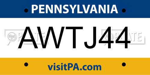 AWTJ44 Pennsylvania License Plate