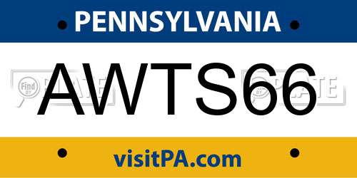 AWTS66 Pennsylvania License Plate