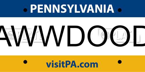 AWWDOOD Pennsylvania License Plate