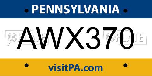 AWX370 Pennsylvania License Plate