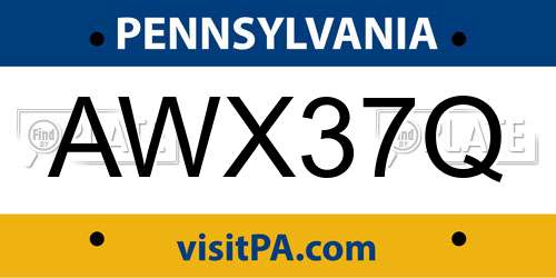 AWX37Q Pennsylvania License Plate