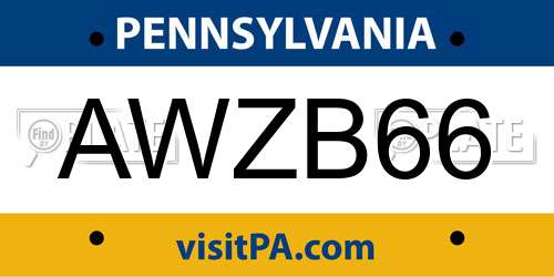 AWZB66 Pennsylvania License Plate