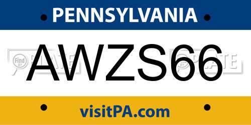 AWZS66 Pennsylvania License Plate