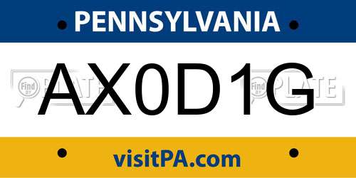 AX0D1G Pennsylvania License Plate