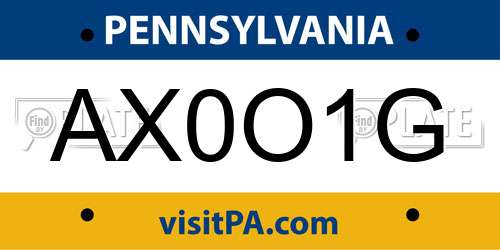 AX0O1G Pennsylvania License Plate
