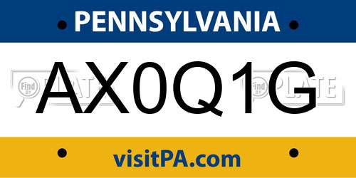 AX0Q1G Pennsylvania License Plate