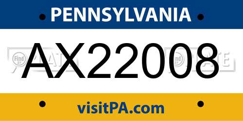 AX22008 Pennsylvania License Plate