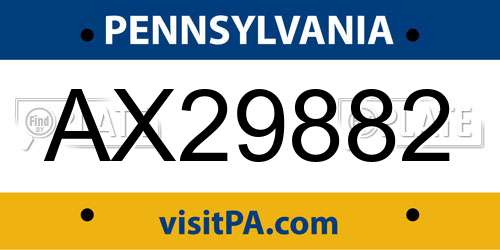 AX29882 Pennsylvania License Plate