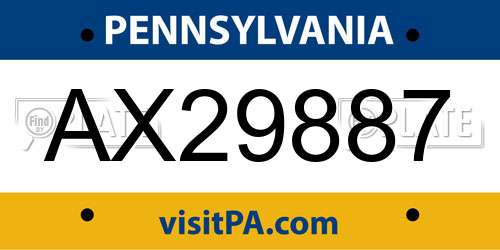 AX29887 Pennsylvania License Plate