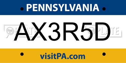 AX3R5D Pennsylvania License Plate