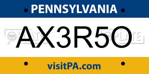 AX3R5O Pennsylvania License Plate