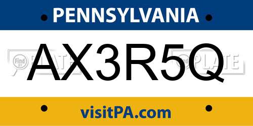 AX3R5Q Pennsylvania License Plate