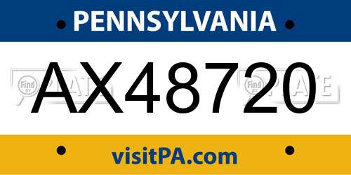 AX48720 Pennsylvania License Plate