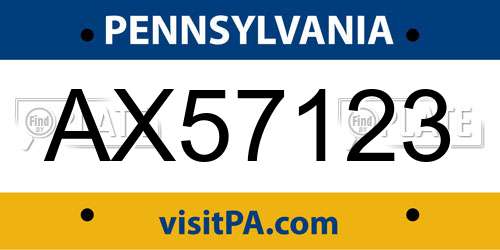 AX57123 Pennsylvania License Plate