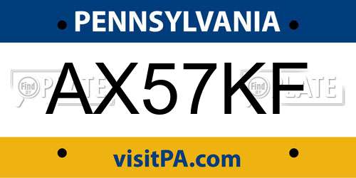 AX57KF Pennsylvania License Plate