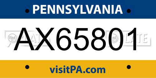 AX65801 Pennsylvania License Plate