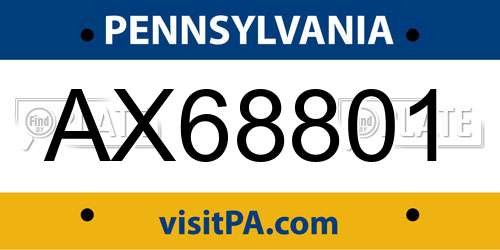 AX68801 Pennsylvania License Plate