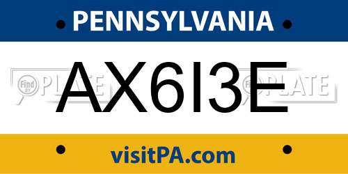 AX6I3E Pennsylvania License Plate