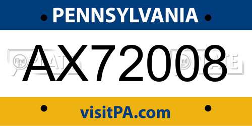 AX72008 Pennsylvania License Plate