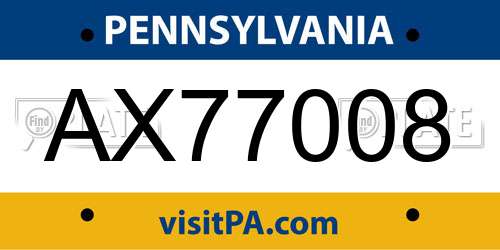AX77008 Pennsylvania License Plate