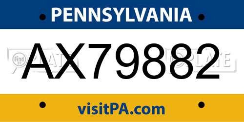 AX79882 Pennsylvania License Plate