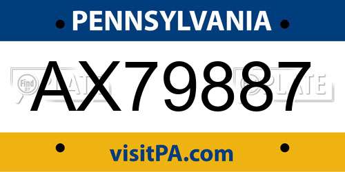 AX79887 Pennsylvania License Plate