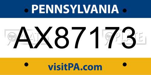 AX87173 Pennsylvania License Plate