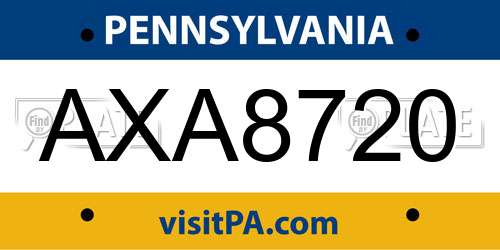 AXA8720 Pennsylvania License Plate