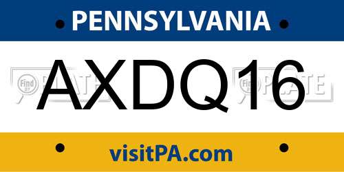 AXDQ16 Pennsylvania License Plate