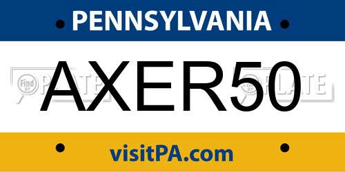 AXER50 Pennsylvania License Plate
