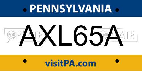 AXL65A Pennsylvania License Plate
