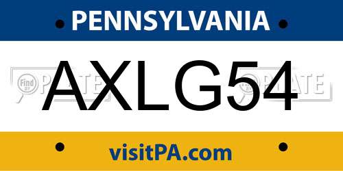AXLG54 Pennsylvania License Plate
