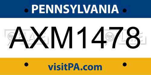 AXM1478 Pennsylvania License Plate