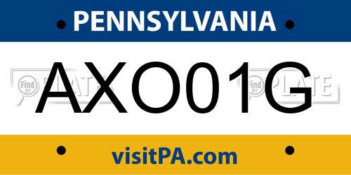AXO01G Pennsylvania License Plate