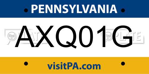 AXQ01G Pennsylvania License Plate