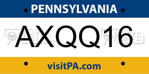AXQQ16 Pennsylvania License Plate