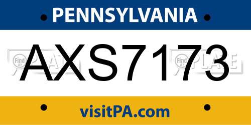 AXS7173 Pennsylvania License Plate