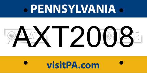 AXT2008 Pennsylvania License Plate