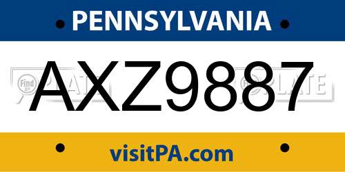 AXZ9887 Pennsylvania License Plate