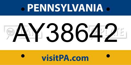 AY38642 Pennsylvania License Plate
