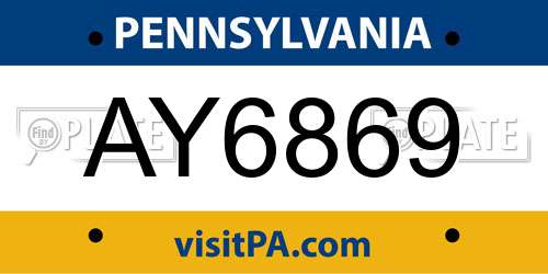 AY6869 Pennsylvania License Plate